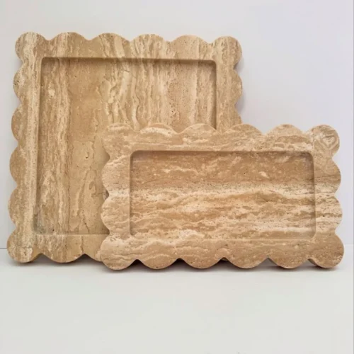 Wavy Scalloped Travertine Trays