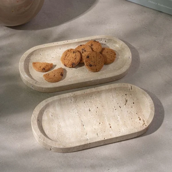 Oval Travertine Marble Serving Platter