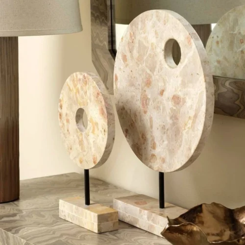 Dual Marble Disk Art Sculpture