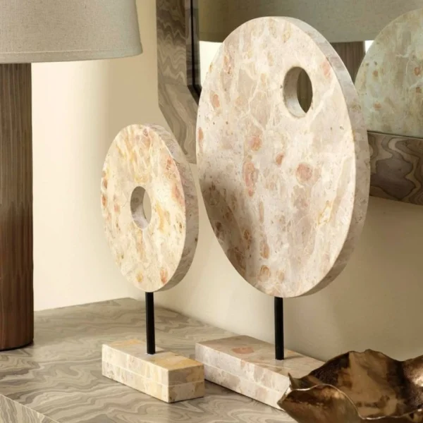 Dual Marble Disk Art Sculpture