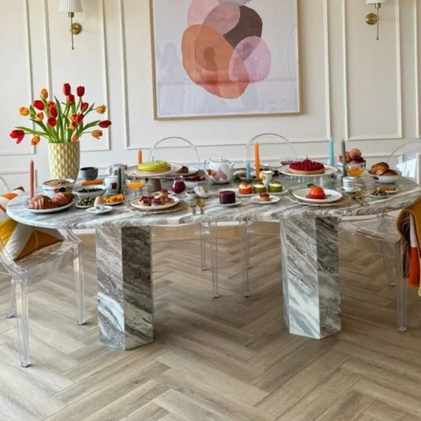 Oval Marble Banquet Dining Table