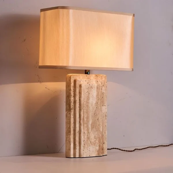Fluted Travertine Marble Table Lamp