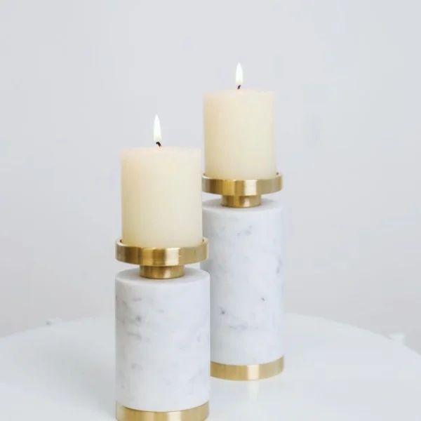 White Marble Column Candle Holders