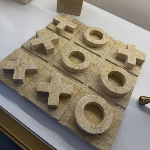 Travertine Marble Tic-Tac-Toe Game
