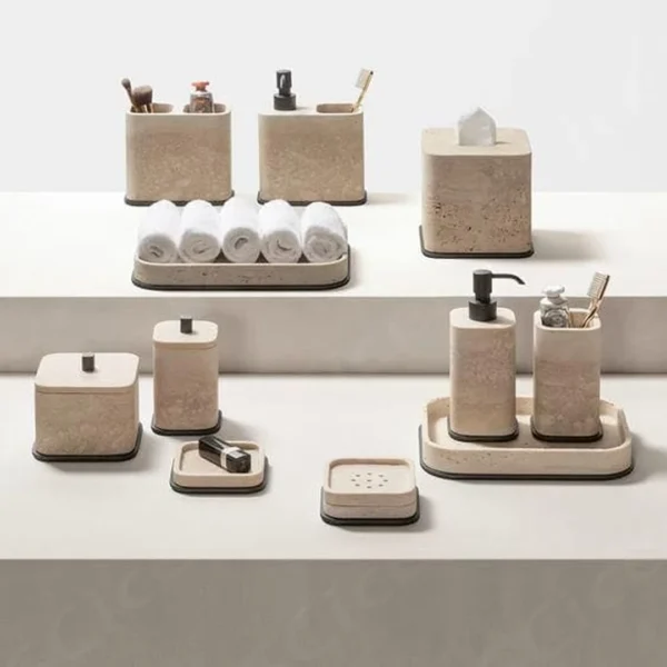 Travertine Marble Bathroom Accessory Set