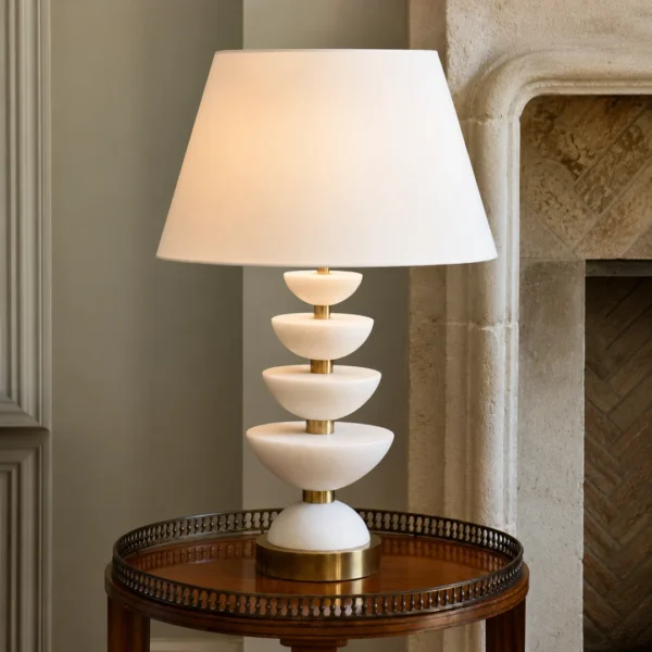 Stacked Disc White Marble Lamp