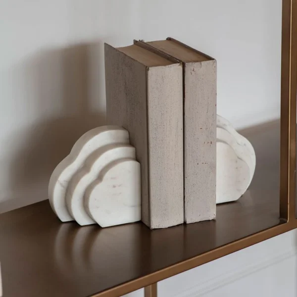 White Marble Cloud Bookends