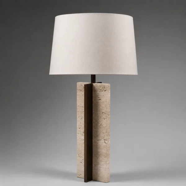 Rectangular Travertine Column Lamp
